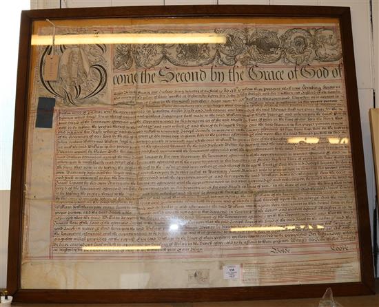 George II indenture, framed